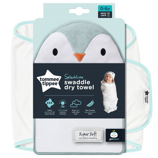 Tommee Tippee Splashtime Newborn Swaddle Dry Towel 0-6 months Blue